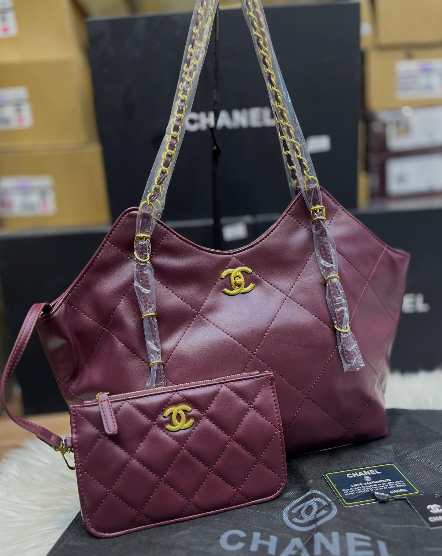 C-H-A-N-E-L 25S MAXI TOTE BAG – Women Bag (Red)