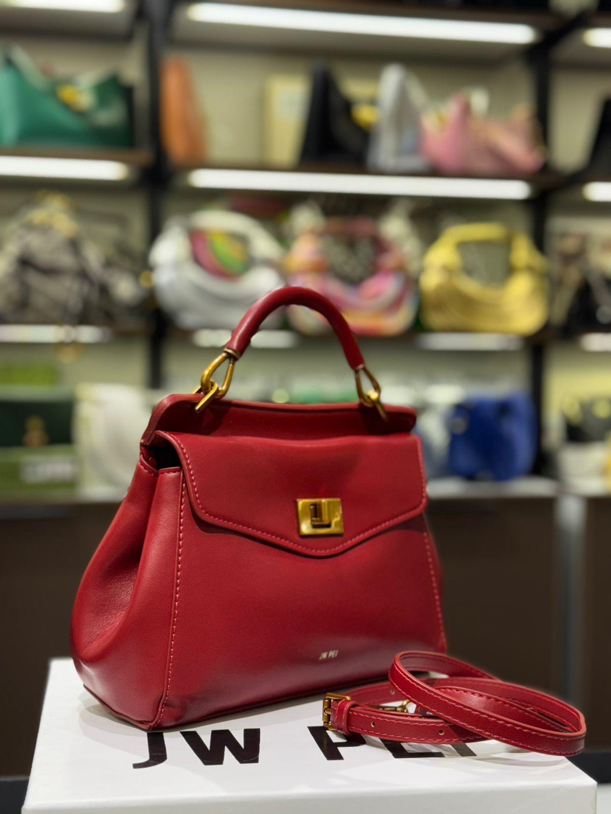 JW PEI Lucia Classic Top Handbag – Premium Women Bag (Red)