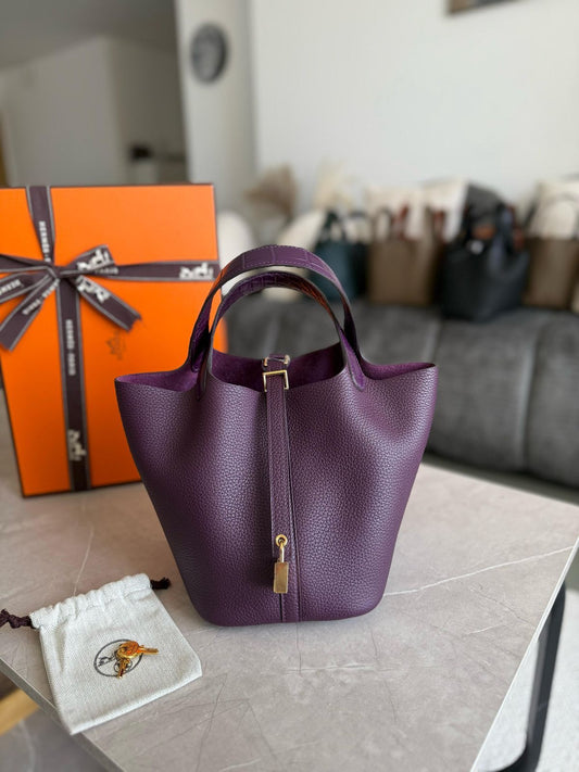 H-E-R-M-È-S Picotin Lock 18 – Iconic Luxe Women Bag (Purple)