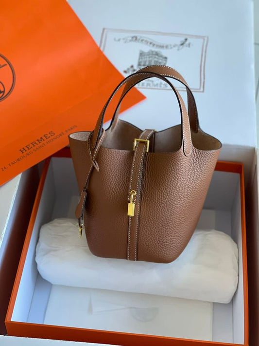 H-E-R-M-È-S Picotin Lock 18 – Iconic Luxe Women Bag (Brown-1)