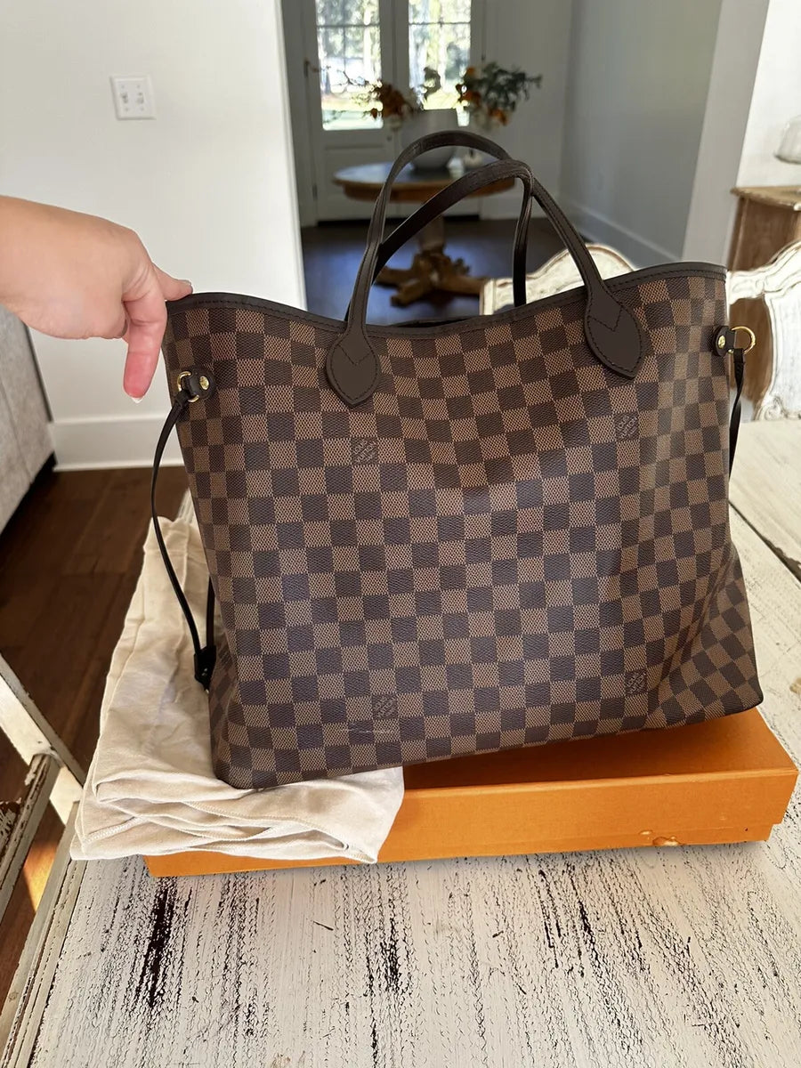 LOUIS VUITTON Neverfull GM - Women's Handbag (Brown Checkbox)