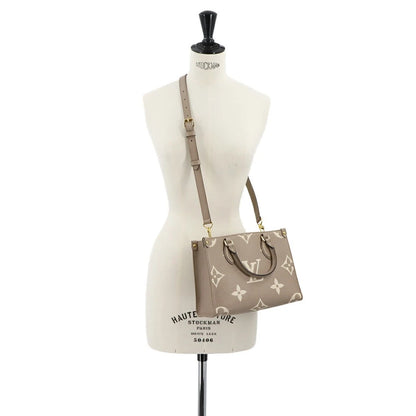 L-O-U-I-S V-U-I-T-T-O-N On The Go PM Empreinte 2Pc Set – Luxe Carry Women Bag (Cream/Dove)