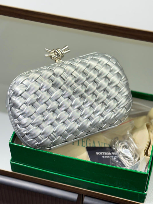 Bottega Veneta Knot Clutch – Premium Quality (Silver)
