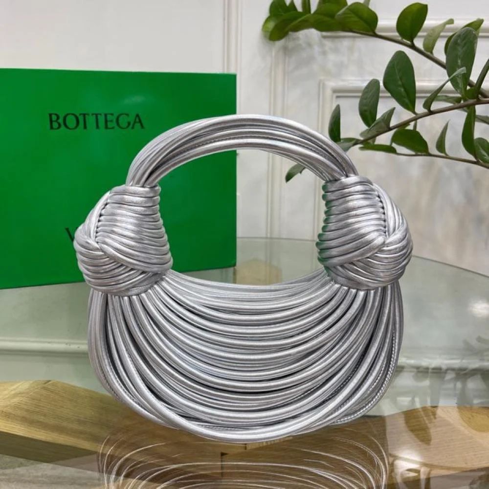 BOTTEGA VENETA Double Knot Women Bag – Premium Handbag with Signature Knotted Design (Silver)