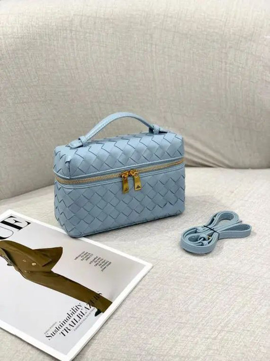 BOTTEGA VENETA Bang Bang Intrecciato Leather Vanity Case – Women Bag (Silver)