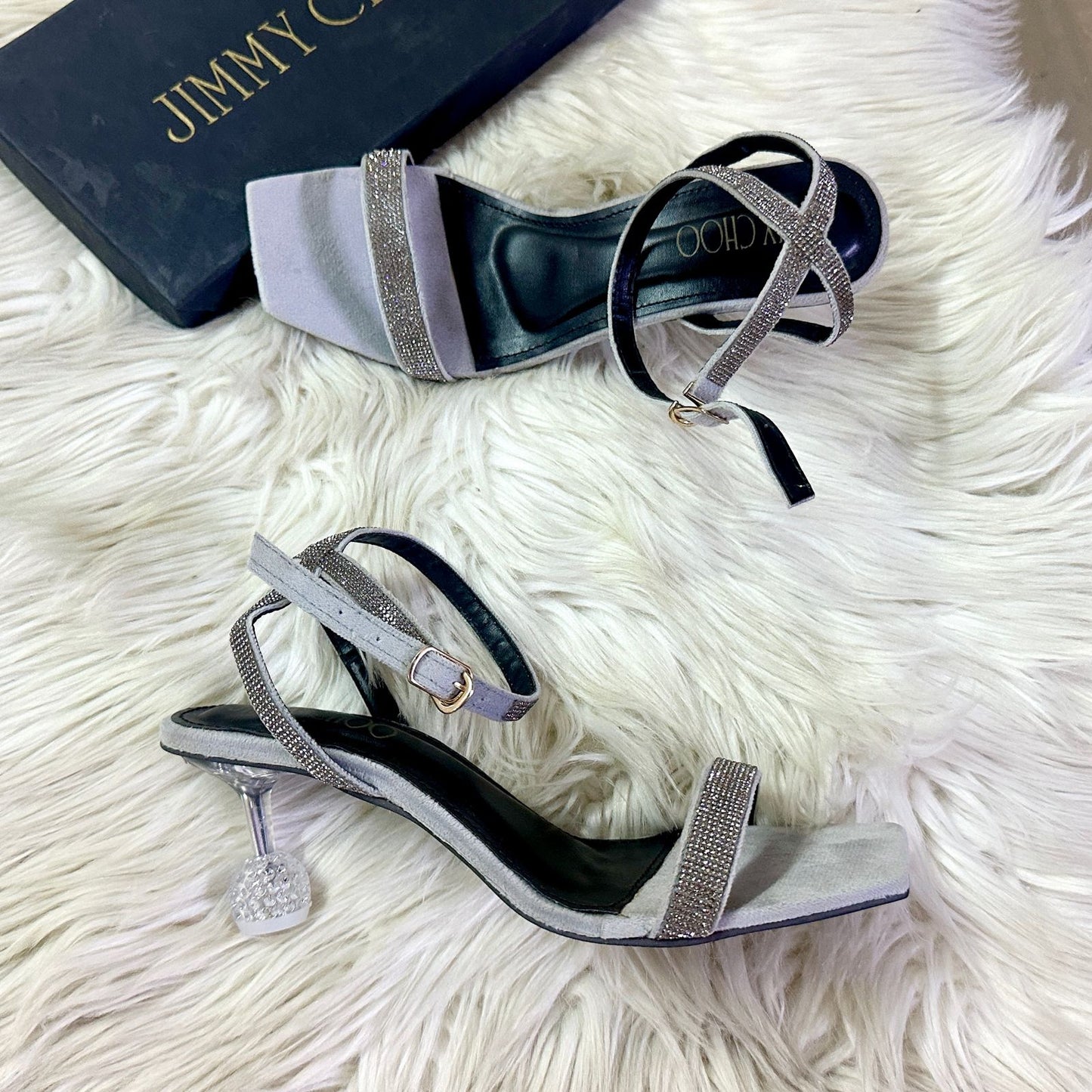 Jimmy Choo Transparent Heel – Elegant & Modern (Silver)