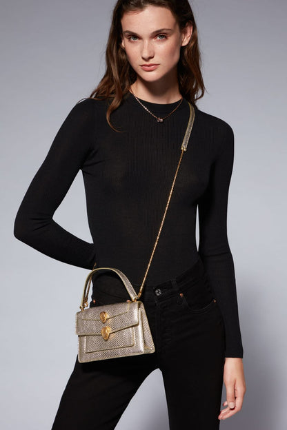 BVLGARI Serpenti Forever Charm Women Bag – Molten Karung Leather (Golden)