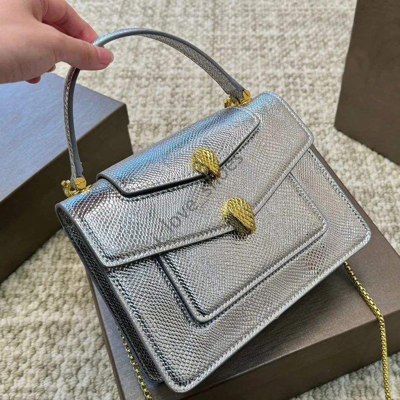 BVLGARI Serpenti Forever Charm Women Bag – Molten Karung Leather (Silver)