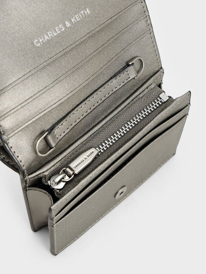 CHARLES & KEITH SLOANE METALLIC CHAIN-HANDLE WALLET – Women Bag (Silver)