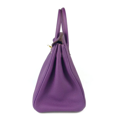 Hermes Birkin 25 Leather Gold Hardware Handbag Bag for Women (Purple Matt)