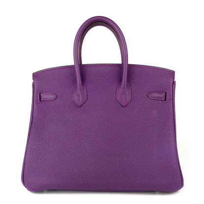 Hermes Birkin 25 Leather Gold Hardware Handbag Bag for Women (Purple Matt)