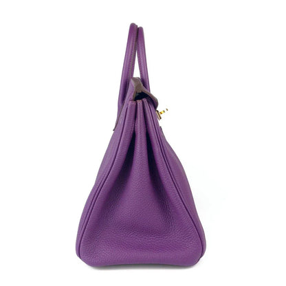 Hermes Birkin 25 Leather Gold Hardware Handbag Bag for Women (Purple Matt)