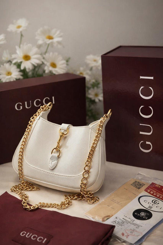 G-U-C-C-I Jackie Notte Mini Women Bag | With Double Brand Box & Dust Bag (White)