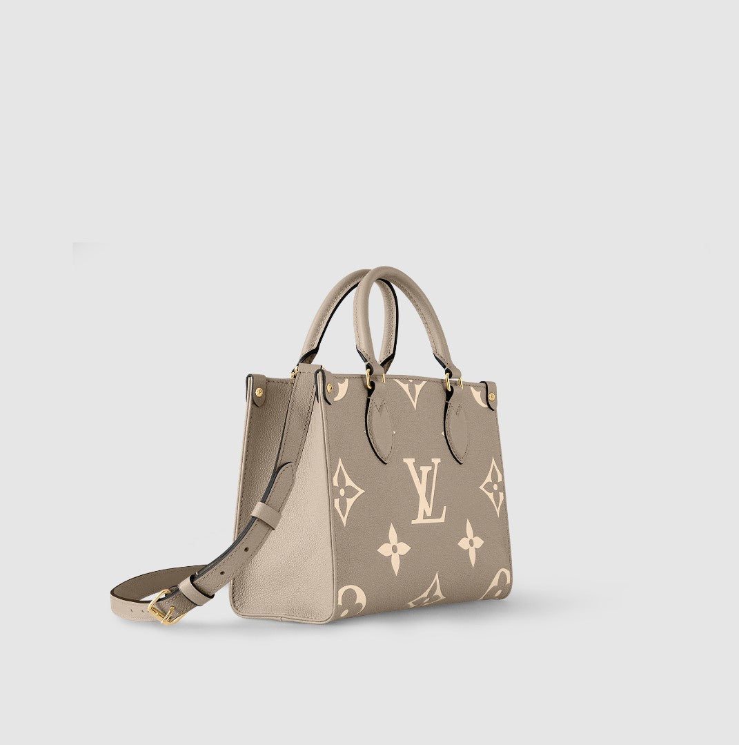 Louis Vuitton Onthego PM Women Bag - Beige-Cream Monogram Empreinte Leather