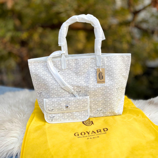 GOYARD Tote 2-Pcs Set – Luxury Women Bag with Pouch (White)