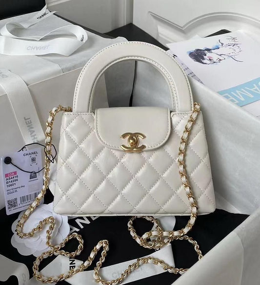 C-H-A-N-E-L KELLY MINI BAG SHINY AGED – Women Bag (White)