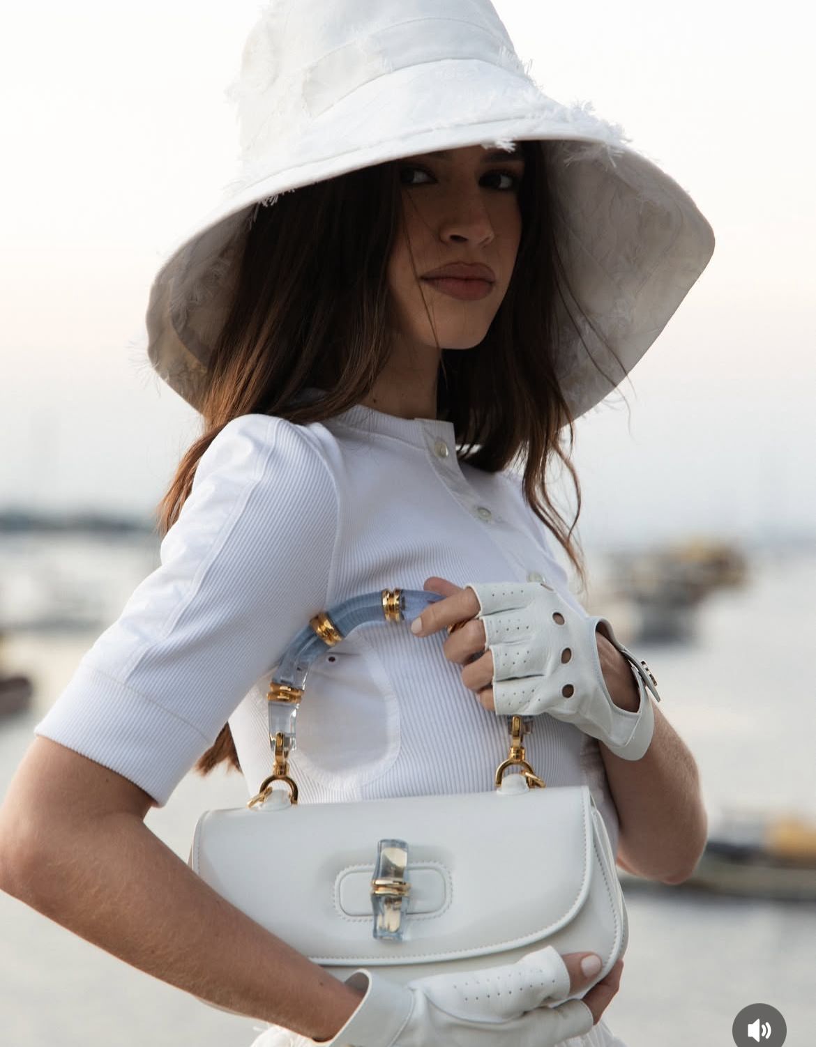 GUCCI BAMBOO 1947 – Women Top Handle Bag (White)