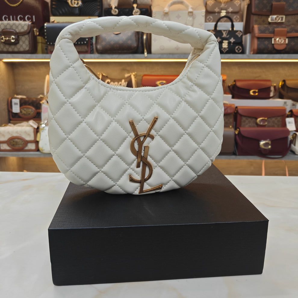 SAINT LAURENT YSL ICARINO QUILTED NAPPA – Women Bag (White)