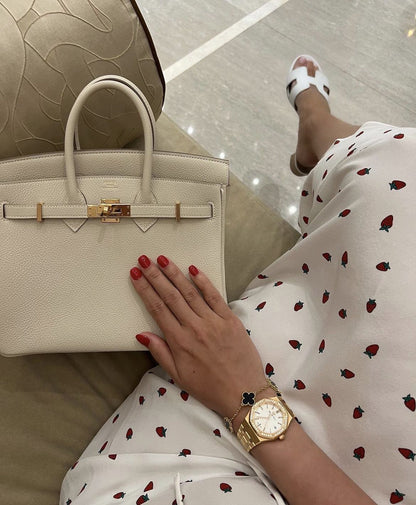 HERMÈS Birkin 25 Bleu Nuit Togo – Women Bag with Gold Hardware | Premium Collection (White)