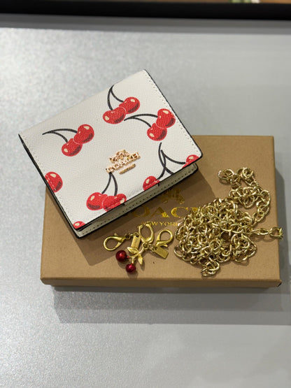 C-O-A-C-H BOXED MINI WALLET ON A CHAIN – Women Bag (White & Red)