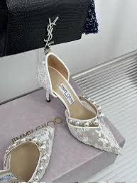 J-I-M-M-Y C-H-O-O AURELIE 85 PEARL-EMBELLISHED HEEL PUMPS – WOMEN SHOES (Silver White)