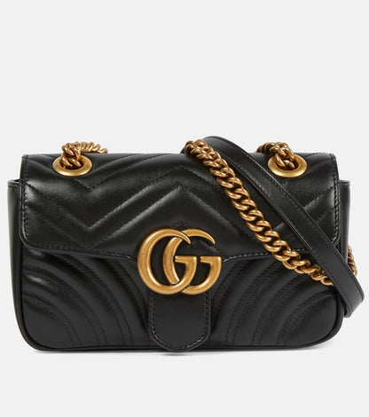 GUCCI GG Marmont 2.0 Quilted Leather Shoulder Bag (Black)