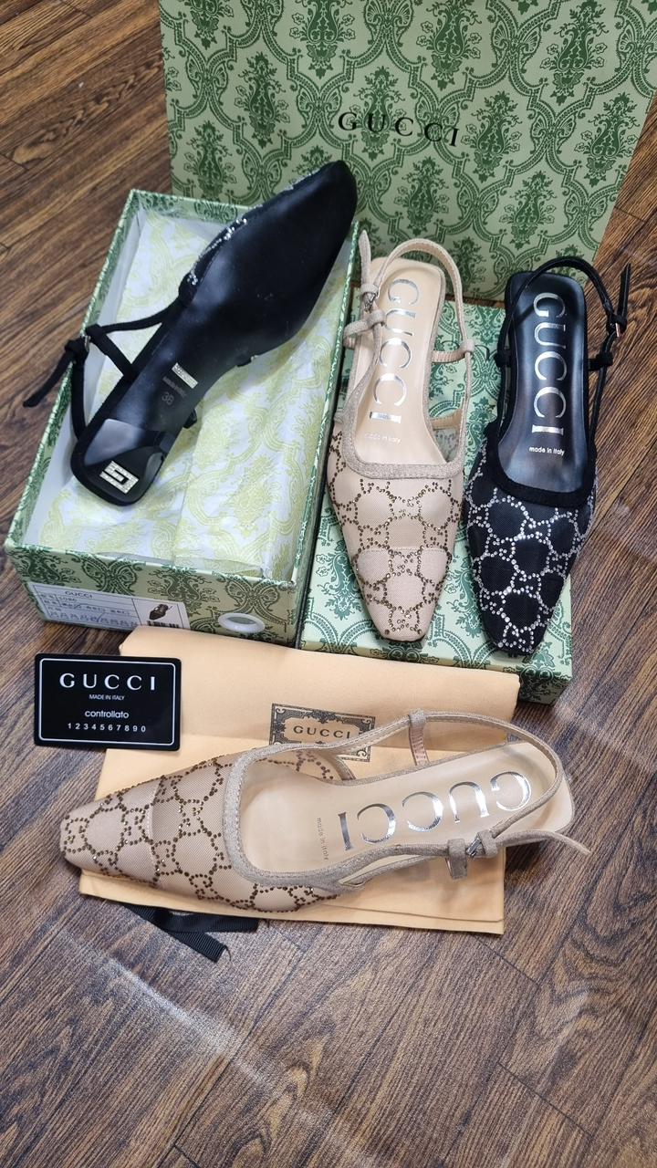 GUCCI WOMEN’S SLINGBACK PUMPS – Women Heels (Beige)