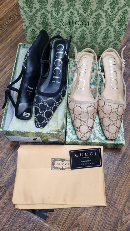 GUCCI WOMEN’S SLINGBACK PUMPS – Women Heels (Black)