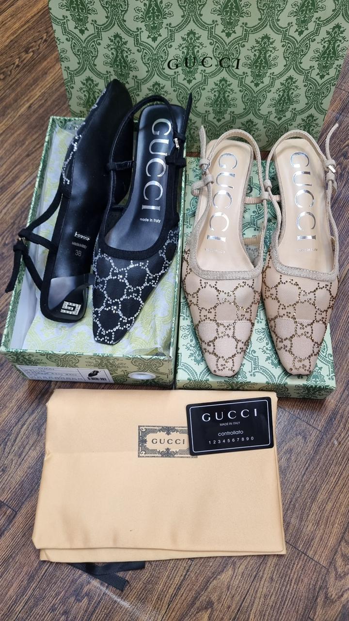 GUCCI WOMEN’S SLINGBACK PUMPS – Women Heels (Beige)